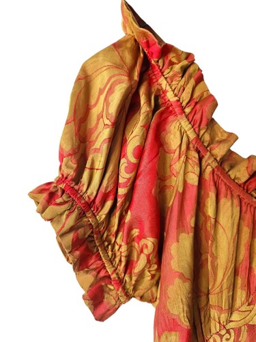 Marrika Nakk Dress Orange Gold Cottage Core Boho Renaissance Fair Cosplay Read - Picture 3 of 22