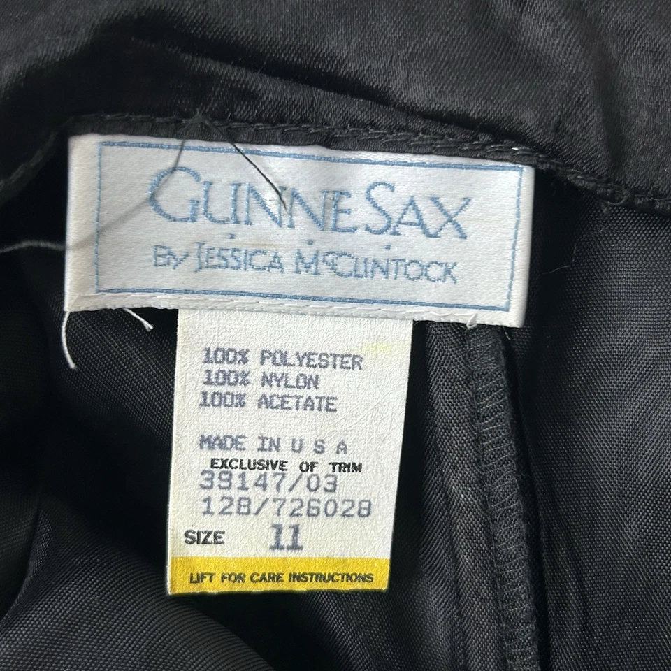 复古 Gunne Sax Jessica McClintock 球服连衣裙女式 11 黑色蕾丝 — 第 4/4 张图片