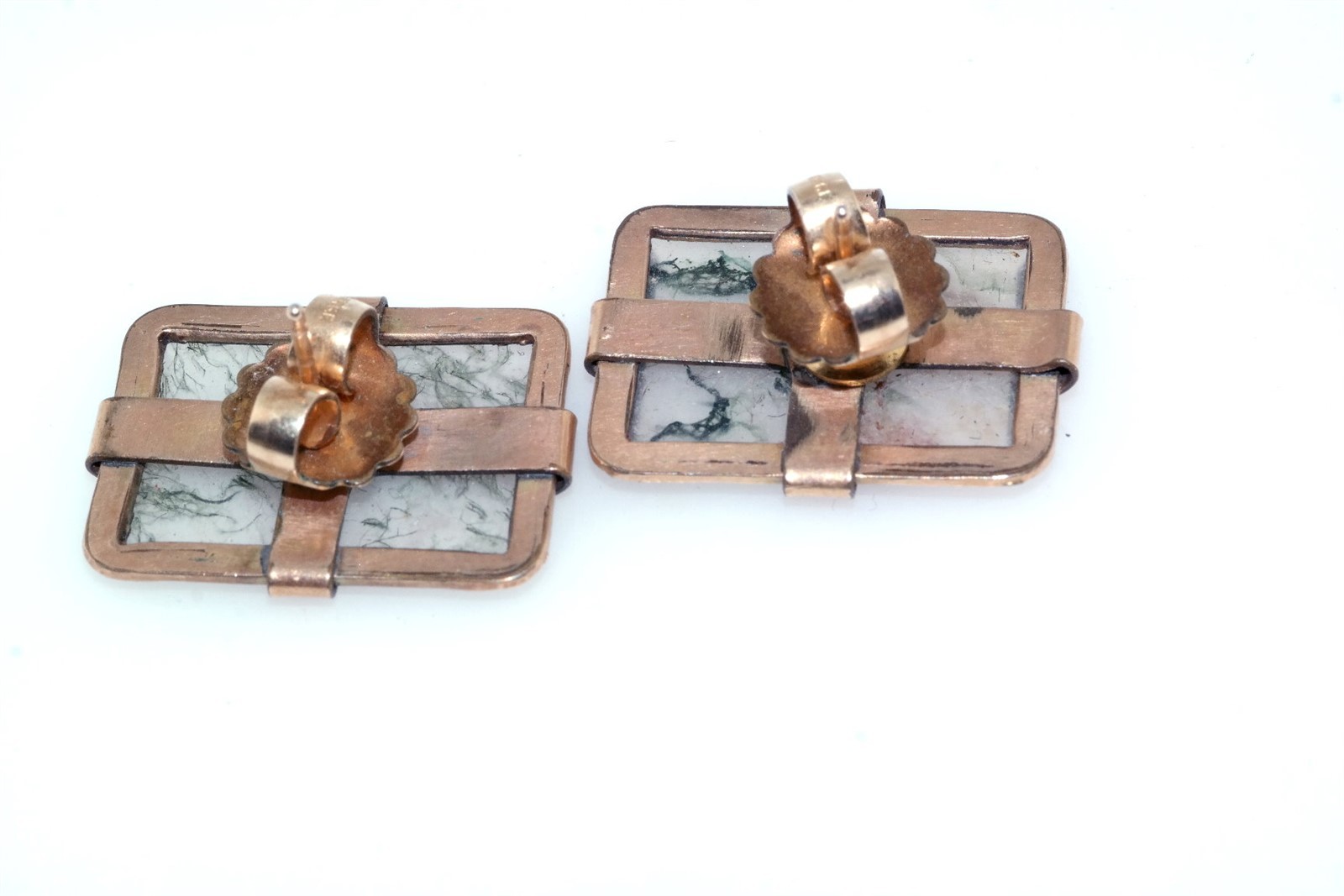 Antique Lace Agate Rectangular Gold Filled Earrin… - image 4