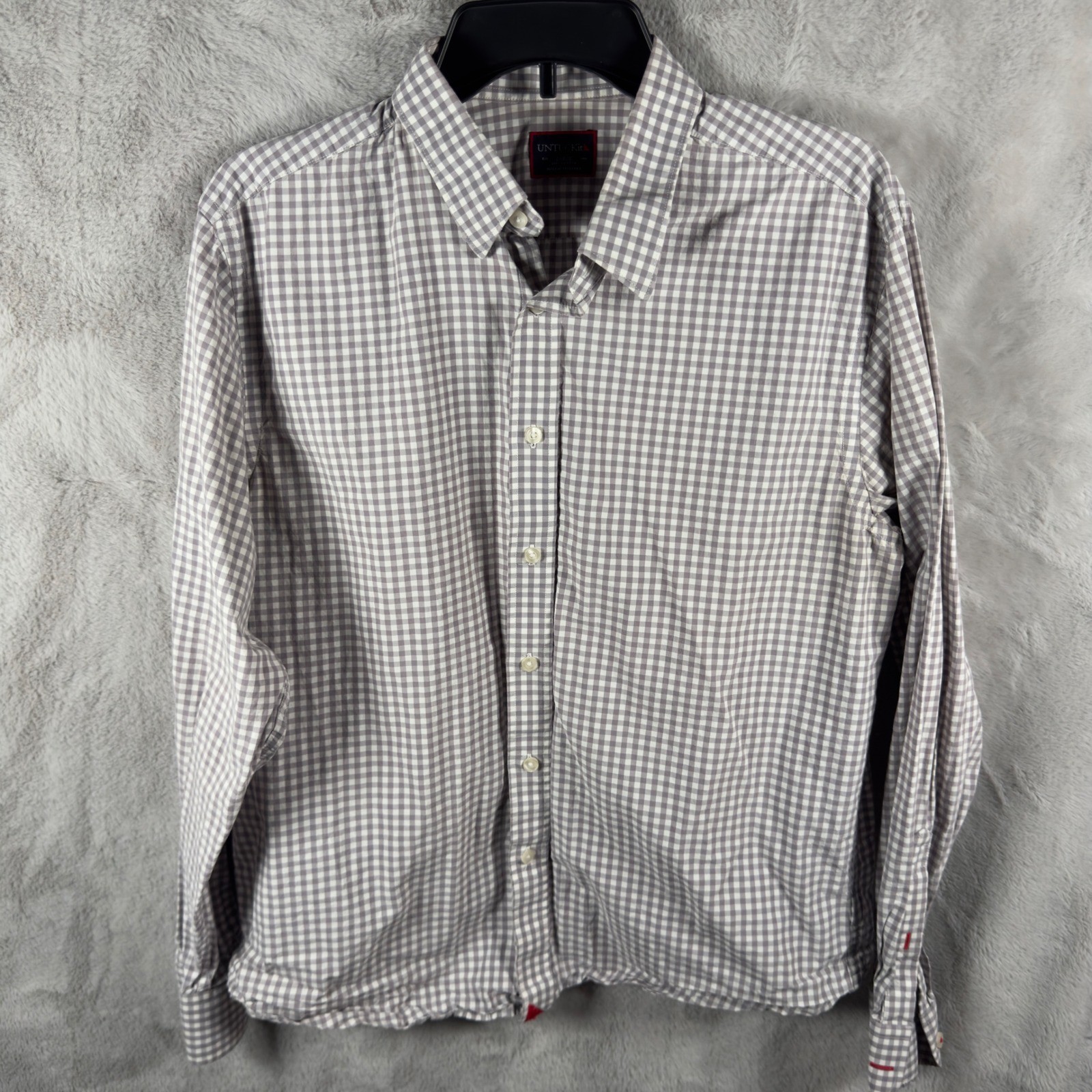 UNTUCKit Men Large Gingham Button Down Shirt Long… - image 1