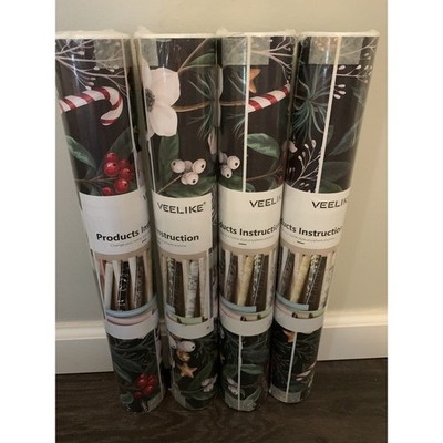 Lot Of 4 Veelike Peel And Stick Wallpaper Dark Candy Cane 17.7 x354  New