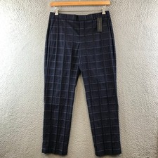 New Banana Republic Navy Blue Plaid Dress Slim Ankle Pants Sz 6 Stretch