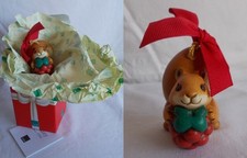 THUN scoiattolo🐿️ con  mora 🍇 e fiocco x addobbo albero di Natale In ceramica