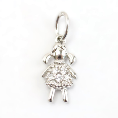 Origami Eule Sterlingsilber CZ KLEINES MÄDCHEN CHARM April Geburtsstein