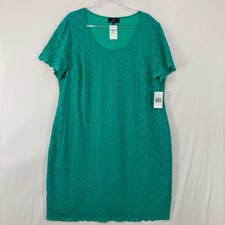 Nuevo Vestido Vaina Ronni Nicole Talla 20W Verde Ojales Manga Corta Elastizado Cómodo