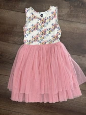 Bird & Bean Pink Tulle Skirt Tutu Floral Dress Size 6