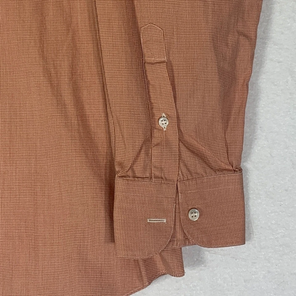 Мужская сорочка Ermenegildo Zegna 16/41 оранжевая клетчатая хлопковая на пуговицах - Изображение 4 из 4