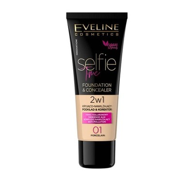 Eveline Selfie Time 2-in-1 Grundierung und Concealer 01 Porcelain 30 ml