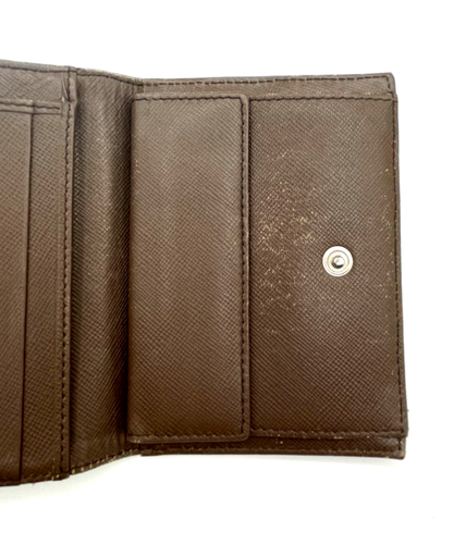 PRADA Tri Fold Portefeuille Sac à Main Tessuto Nylon Cuir Kaki Marron Authentique _0166 - Photo 17/24