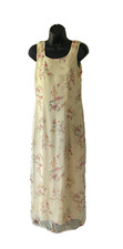 VTG Helene Blake Yellow Floral Sleeveless Dress USA Made 90s Y2K Whimsy