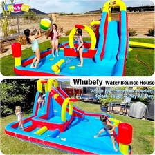 13.2x10Ft 13-in-1 Bounce House Obstacle Course Waterslides, Summer Fun w/Blower$
