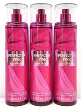 NEW Bath Body Works Perfect In Pink 3pc Set Full Size Fine Fragrance Mist 8oz