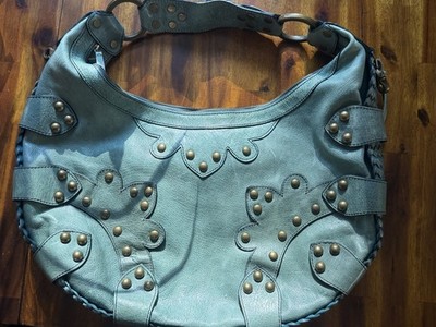 Isabella Fiore  Oasis  Distressed Heavy Italian Leather Hobo Lt. Turquoise XL