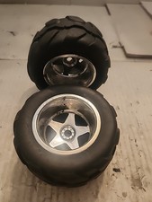 5 Spoke Chrome Wheel 2 Rims With Rubber Tires For Rc Off Road Used 2 Tires