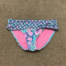Lilly Pulitzer Lagoon Sarong Hipster Bikini Bottom Blue Horizon Jungle Sunrise