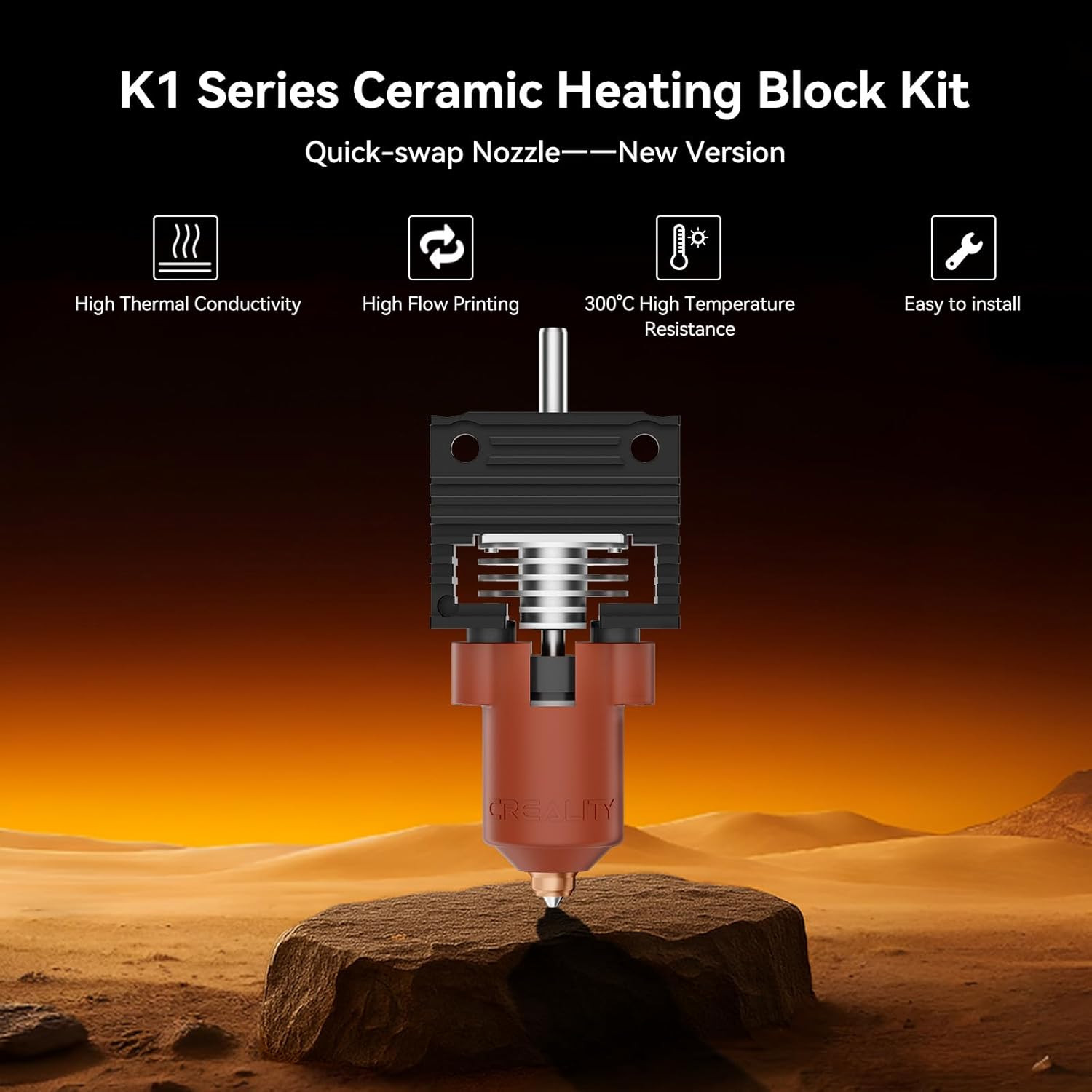 2025 Official K1/K1 Max/K1C/K1 SE Upgrade Ceramic Heating Block Hotend Kit, Unic