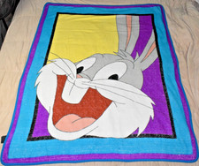 Vintage Throw Blanket Biederlack Owen Looney Tunes 80s Bugs Bunny Head 61X48In