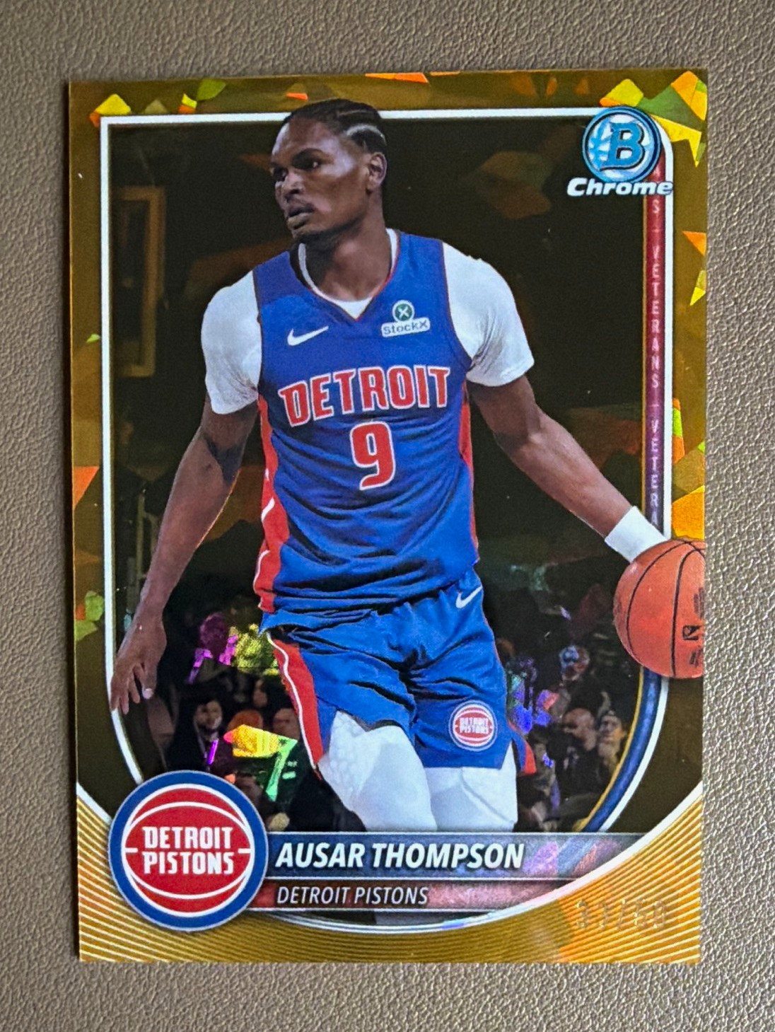 Topps Bowman Chrome Sapphire 26 Ausar Thompson Pistons Gold Refractor BCV-76 /50