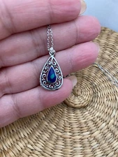 Sterling Silver Eilat Stone Lapis Lazuli Pendant Necklace