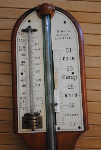 Antique 19th Century English Stick Barometer Thermometer Wood 36" Long - Picture 3 of 3