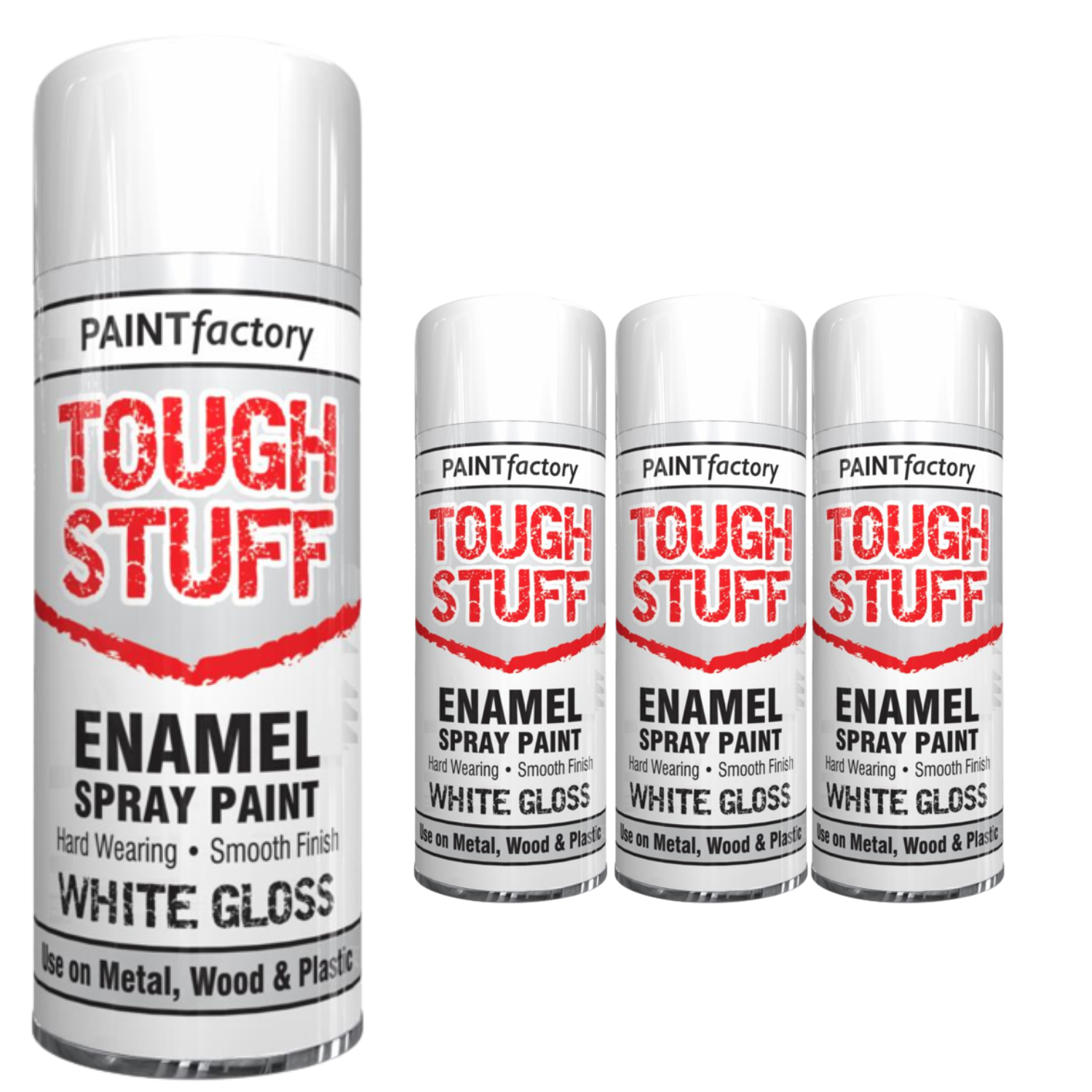 400ml Tough Stuff Enamel White Gloss Hard Wearing Spray Paint Metal