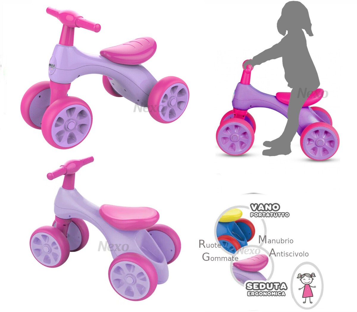 Triciclo Evolutivo Per Bambini Da 1 A 4 Anni – Con Sedile Reversibile E Pedali Removibili, Bianco Senza Spintore