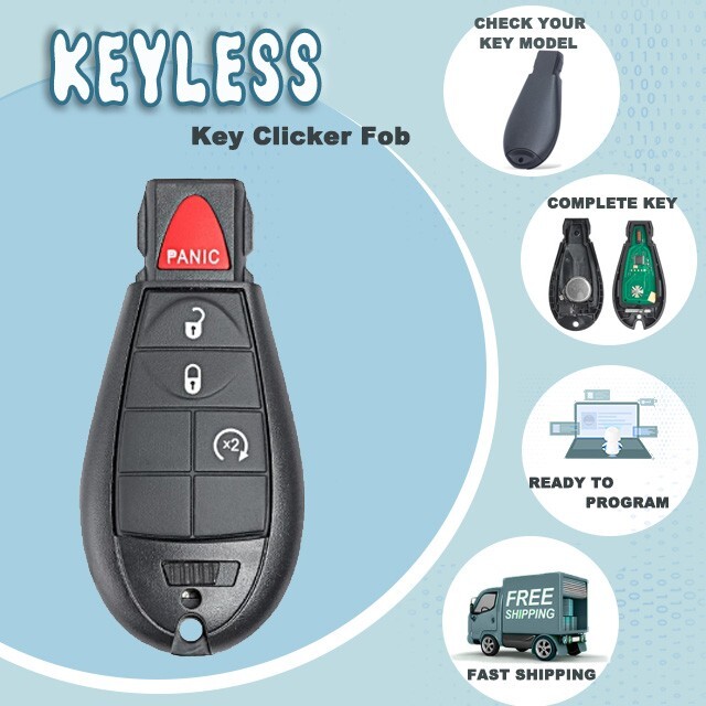 Remote Key Fob Replacement For 2013-2018 Ram 1500 2500 3500 - Black, Fits GQ4-53T