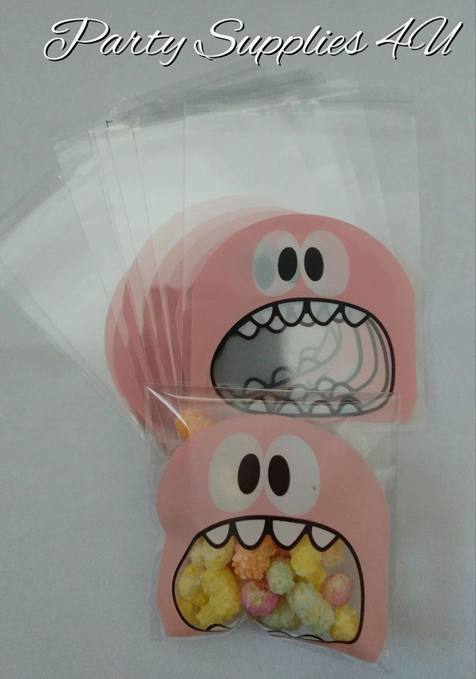 10 peças bolsas de violoncelo Pink Monster biscoito/festa/presente/doce/doce/favor/Halloween/10cm - Imagem 2 de 3