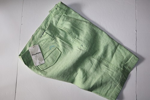 Tommy Bahama pantaloncino spiaggia lino tinta unita verde tequila piatto nuovo 32 vita