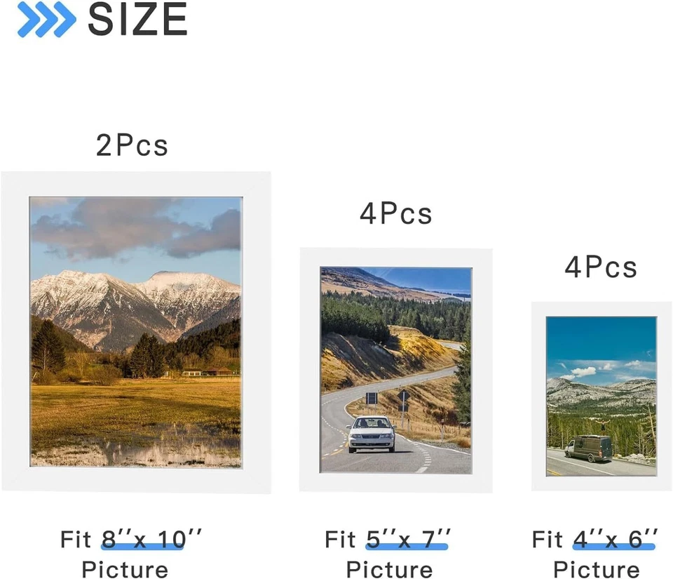 10-Pack Picture Frames - Collage Wall Decor Gallery Wall Frame Set Multi Sizes - Image 3 of 4