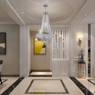 Large Foyer LED Ceiling Lighting Lamp 9 Light French Empire Crystal Chandelier