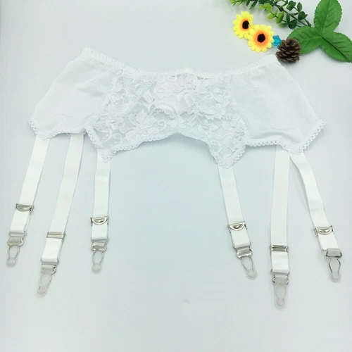 Floral Lace Panel Garter Belts Retro Court Style 6 Straps Suspender - Picture 12 of 16