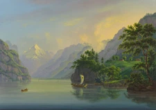 handpainted oil painting  "Fascinating scenery of mountains and rivers" NO8564
