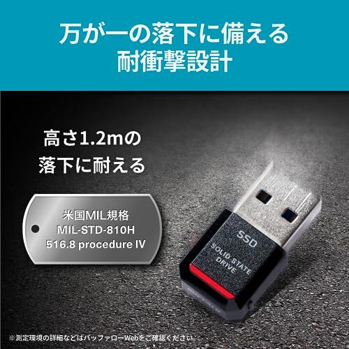 Buffalo 小型SSD 500GB SSD-PST500U3-BA BUFFALO SSD-PST500U3-BA USB3.2 Gen2 Ultra Compact Portable SSD