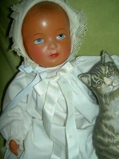 FABulous French SNF antique, celluloid baby doll with intaglio eyes, molded hair