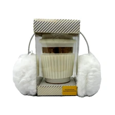 New Modern Expressions White EARMUFF & CERAMIC MUG GIFT SET For Holidays