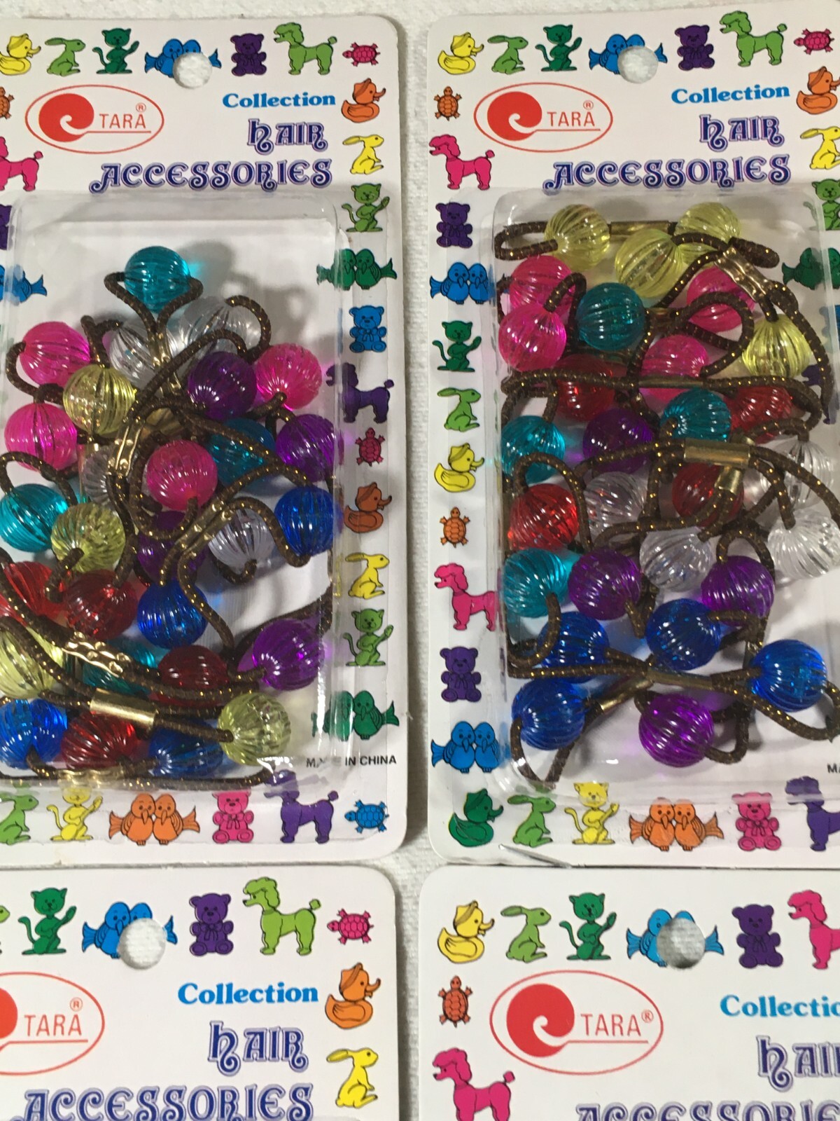 Vintage Tara Hair Accessories Ball Knockers Ponytail Holders Set of 4