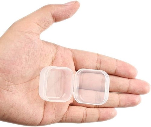 Mini caja de almacenamiento pequeña de plástico transparente 40 un. gancho joyería tapones para los oídos estuche contenedor - Imagen 6 de 13