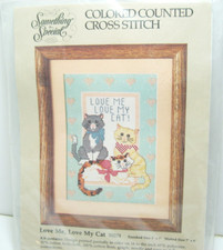 Candamar Counted Cross Stitch Kit Love Me Love My Cat 5x7 NIP 50274