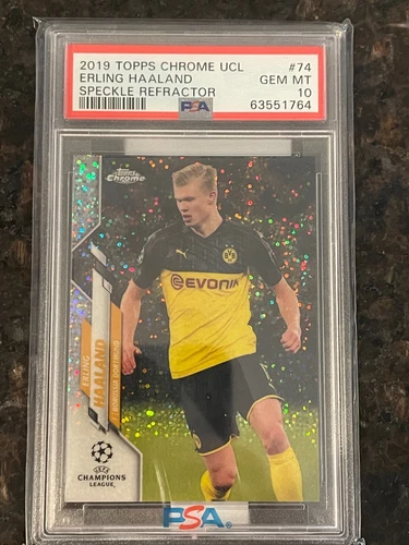 2019-20 Topps Chrome Erling Haaland Speckle Refractor PSA 10 Gem Mint #74 RC