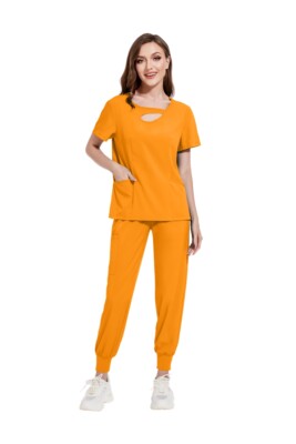 NiaaHinn Women's Nursing Scrub Set - Hollow-Neck 