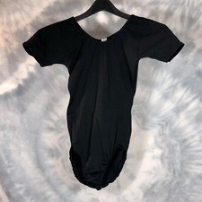 Vintage women's black short-sleeved bodysuit size large nylon 90s JCPenney brand