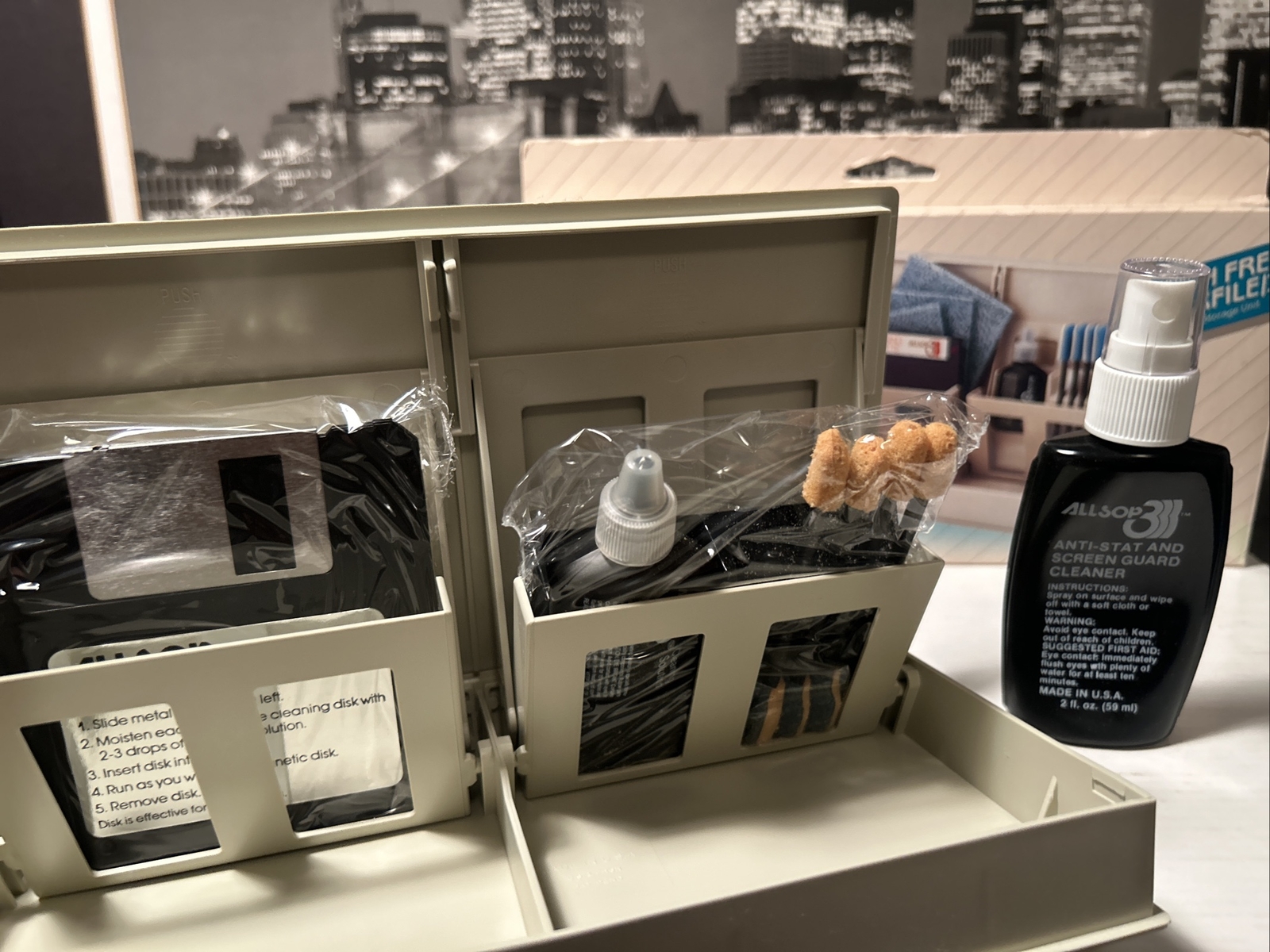 Vintage 1987 Computer Cleaning Kit For Disk Drive Mouse Printer Monitor W/ Case