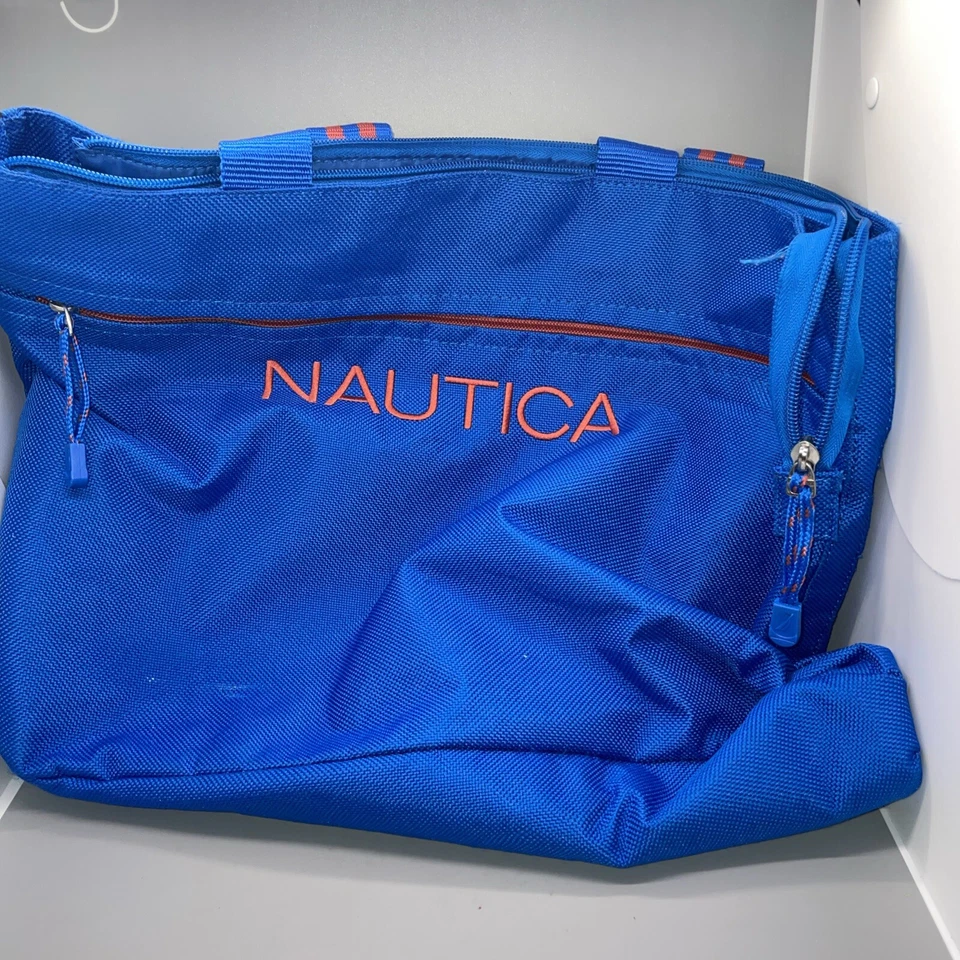 Bolso de hombro de lona Nautica de viaje/fin de semana/gimnasio/lona azul marino y dorado Foto 4 de 4