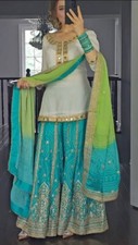 Heavy Malay Silk Palazzo Suit With Fancy Dupatta For Reception And Party