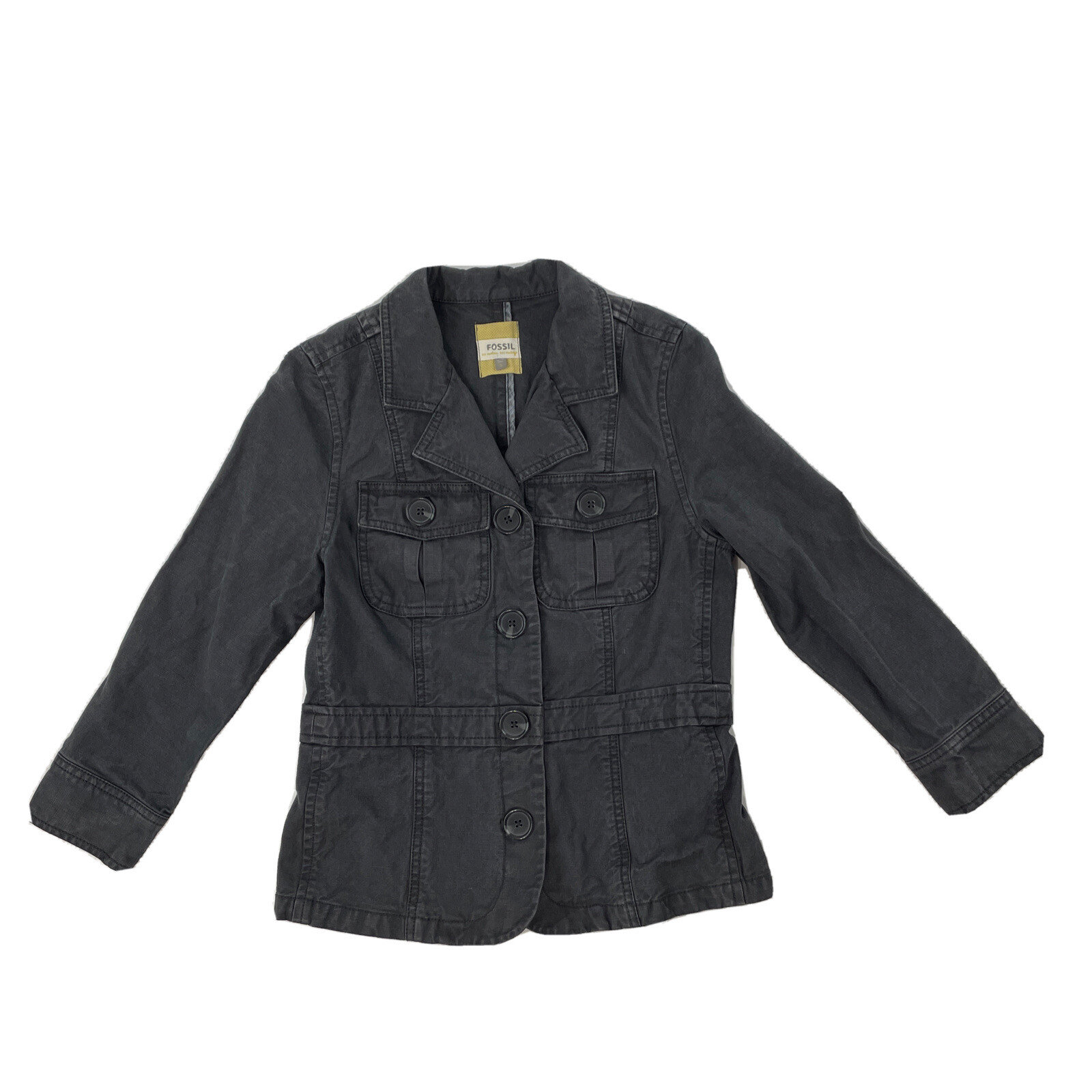 FOSSIL Womens Army Military Field Jacket Dark Gray Si… Gem