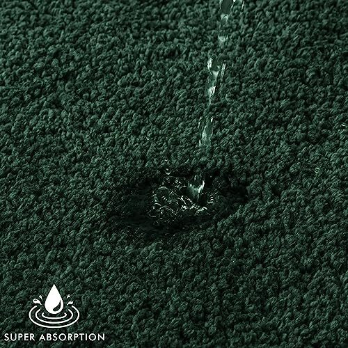 MIULEE Dark Green Bathroom Rugs Set 2 Piece, Non Slip Bath Mat with