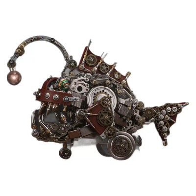 New Mechanical party steampunk lantern fish 3d DIY metal assembly model instock