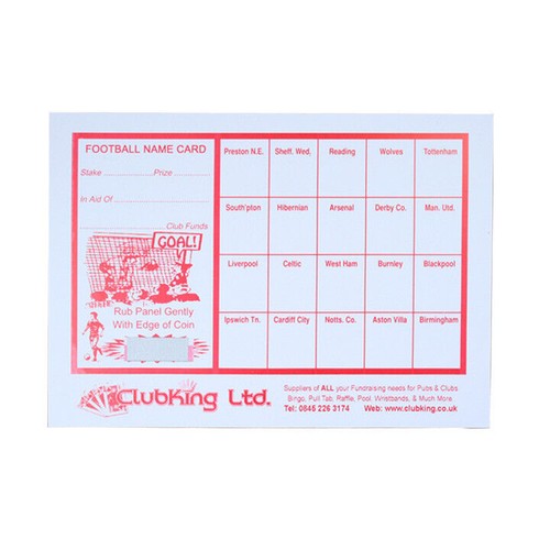 Fundraising Football Scratch Cards (20, 30, 40, 60 & 80 Team) eBay