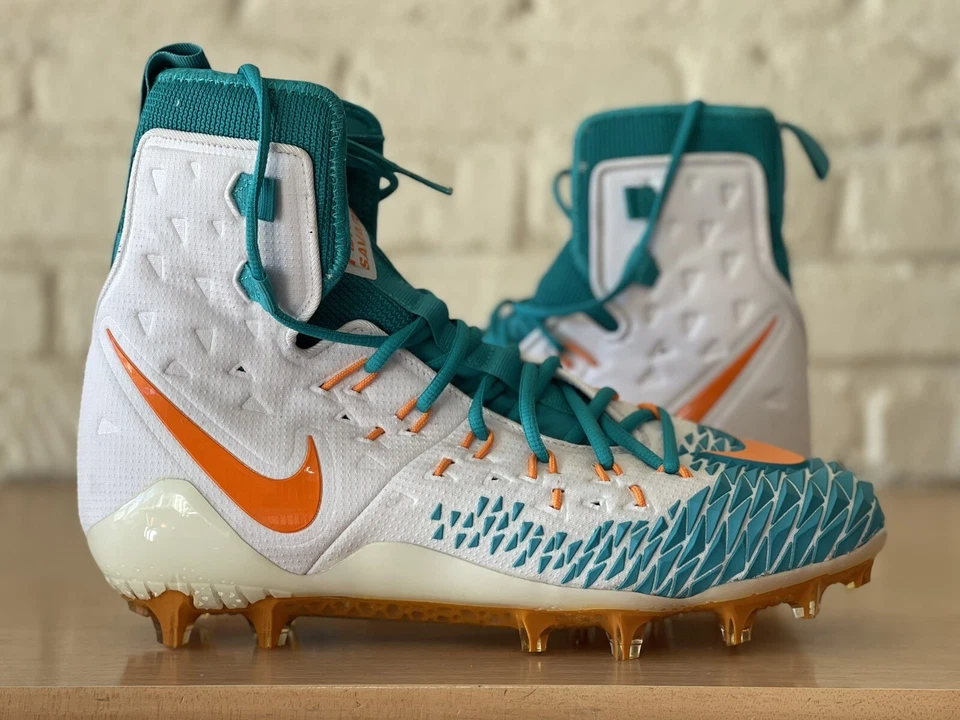 Nike Force Savage Elite Men Size 12.5 Football Cleats Miami Dolphins AJ6603-104 - Image 3 of 4